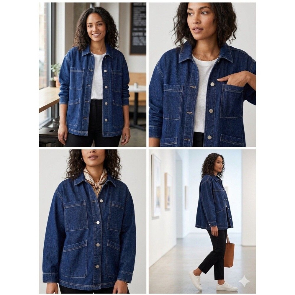 Universal Thread Denim Jacket Womens XXL Button Front Pockets Chore Utility New